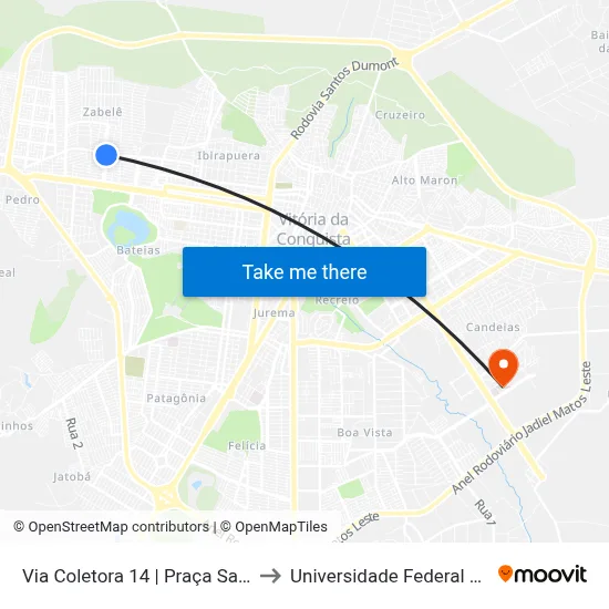 Via Coletora 14 | Praça Santa Luzia to Universidade Federal Da Bahia map