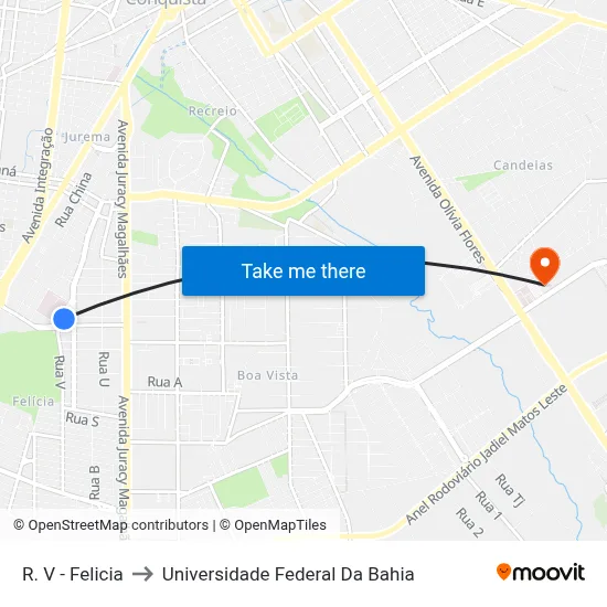 R. V - Felicia to Universidade Federal Da Bahia map