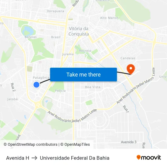Avenida H to Universidade Federal Da Bahia map