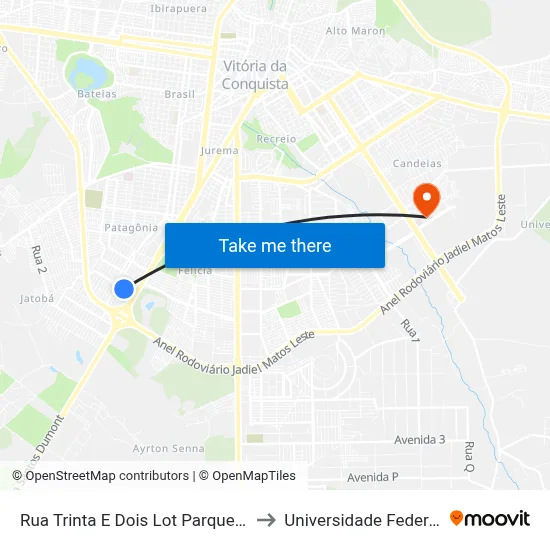 Rua Trinta E Dois Lot Parque Comveima 594 to Universidade Federal Da Bahia map