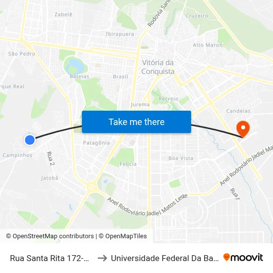 Rua Santa Rita 172-408 to Universidade Federal Da Bahia map