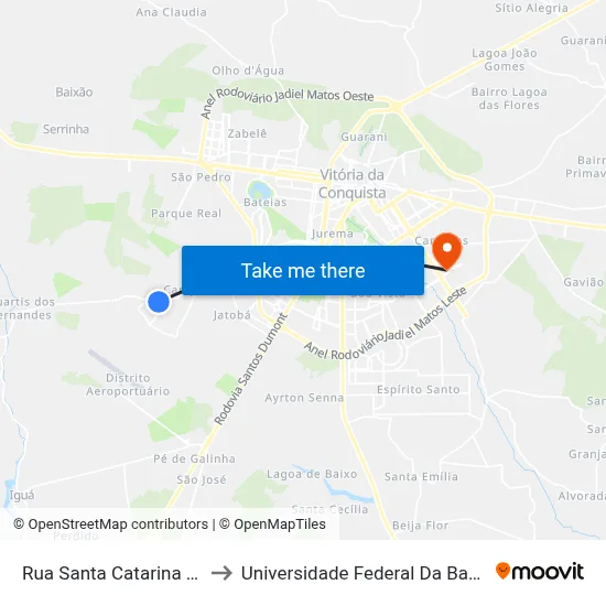 Rua Santa Catarina 31 to Universidade Federal Da Bahia map