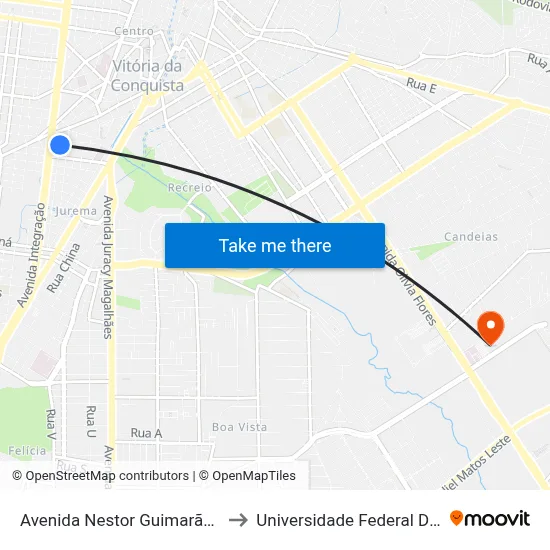 Avenida Nestor Guimarães 2-164 to Universidade Federal Da Bahia map
