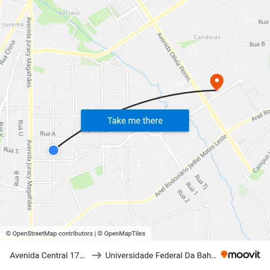 Avenida Central 1743 to Universidade Federal Da Bahia map