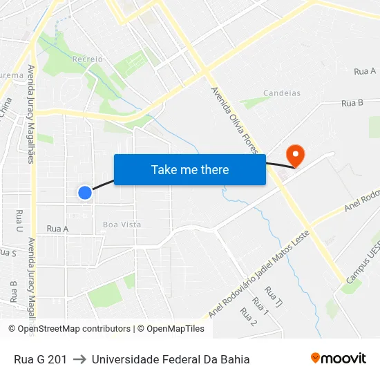 Rua G 201 to Universidade Federal Da Bahia map