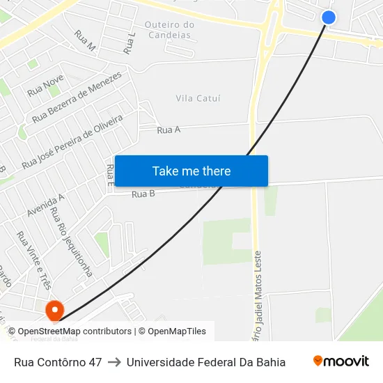Rua Contôrno 47 to Universidade Federal Da Bahia map