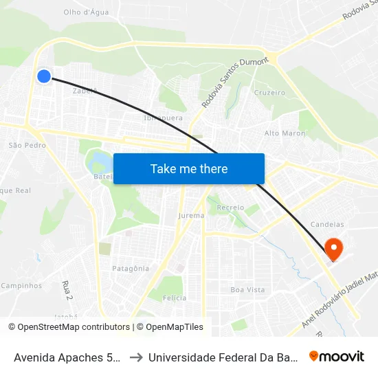 Avenida Apaches 508 to Universidade Federal Da Bahia map