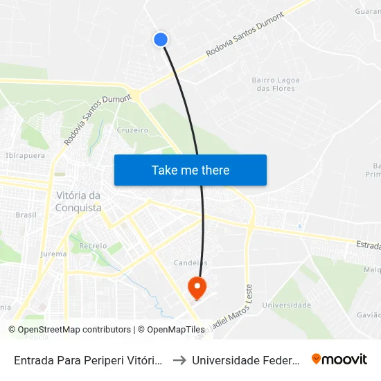 Entrada Para Periperi Vitória Da Conquist to Universidade Federal Da Bahia map