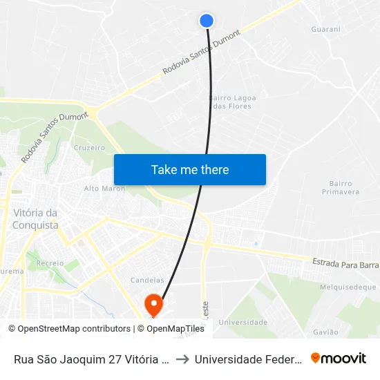 Rua São Jaoquim 27 Vitória Da Conquista - to Universidade Federal Da Bahia map