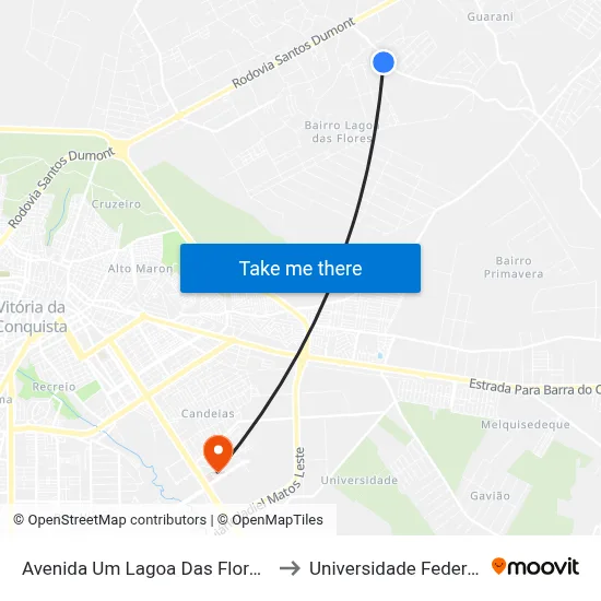 Avenida Um Lagoa Das Flores Vitória Da Co to Universidade Federal Da Bahia map