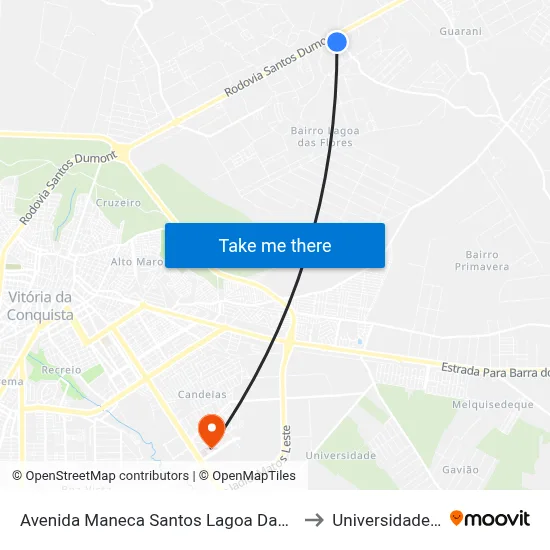 Avenida Maneca Santos Lagoa Das Flores Vitória Da Conquista - Bahia Brasil to Universidade Federal Da Bahia map