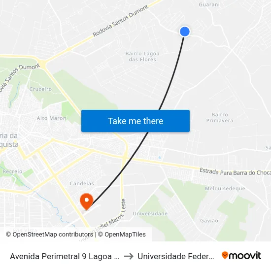 Avenida Perimetral 9 Lagoa Das Flores Vit to Universidade Federal Da Bahia map