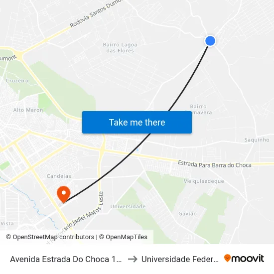 Avenida Estrada Do Choca 1 Lagoa Das Flor to Universidade Federal Da Bahia map