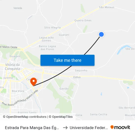 Estrada Para Manga Das Éguas 270a Vitória to Universidade Federal Da Bahia map