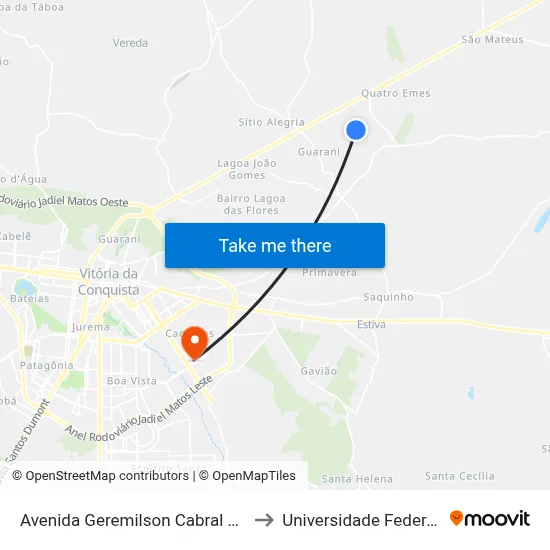 Avenida Geremilson Cabral Vitória Da Conq to Universidade Federal Da Bahia map