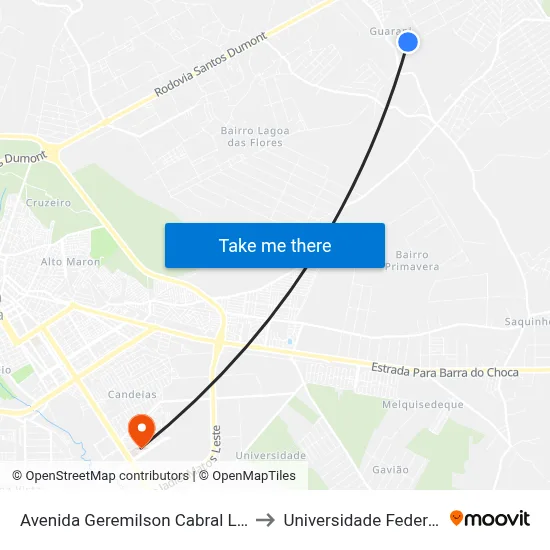 Avenida Geremilson Cabral Lagoa Das Flore to Universidade Federal Da Bahia map