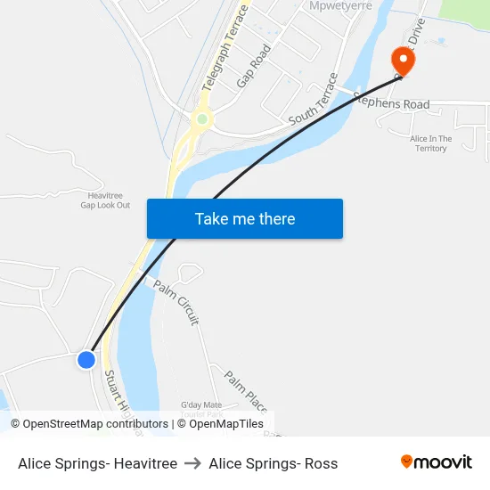 Alice Springs- Heavitree to Alice Springs- Ross map