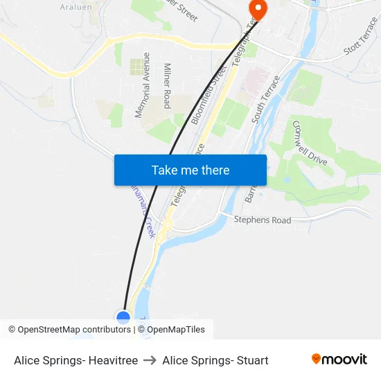 Alice Springs- Heavitree to Alice Springs- Stuart map