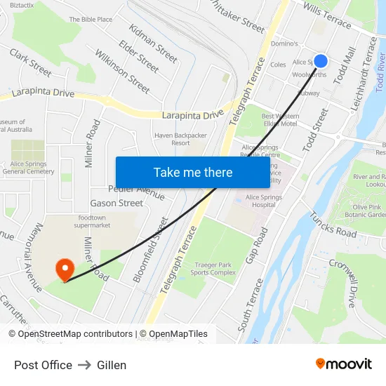 Post Office to Gillen map