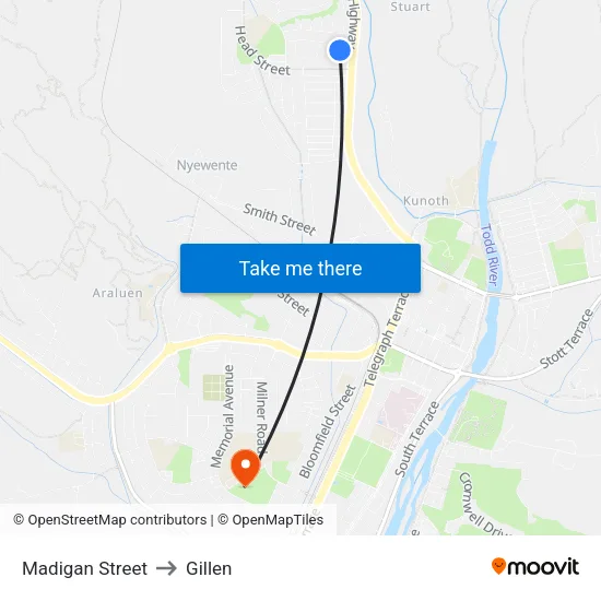 Madigan Street to Gillen map