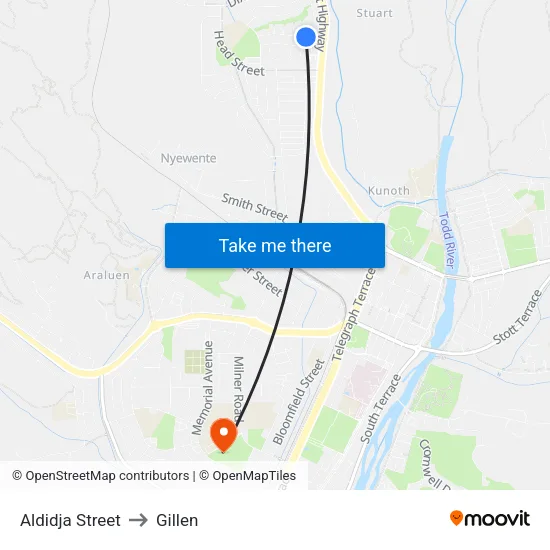 Aldidja Street to Gillen map