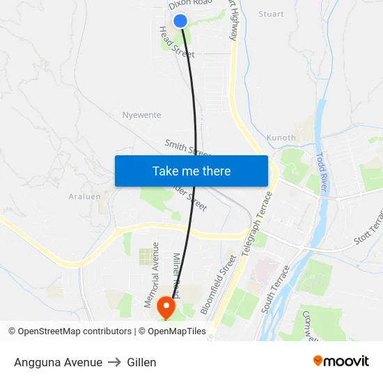 Angguna Avenue to Gillen map