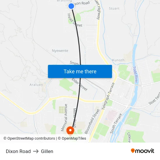 Dixon Road to Gillen map
