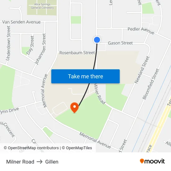 Milner Road to Gillen map