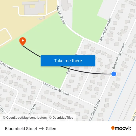 Bloomfield Street to Gillen map