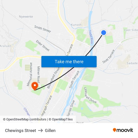 Chewings Street to Gillen map