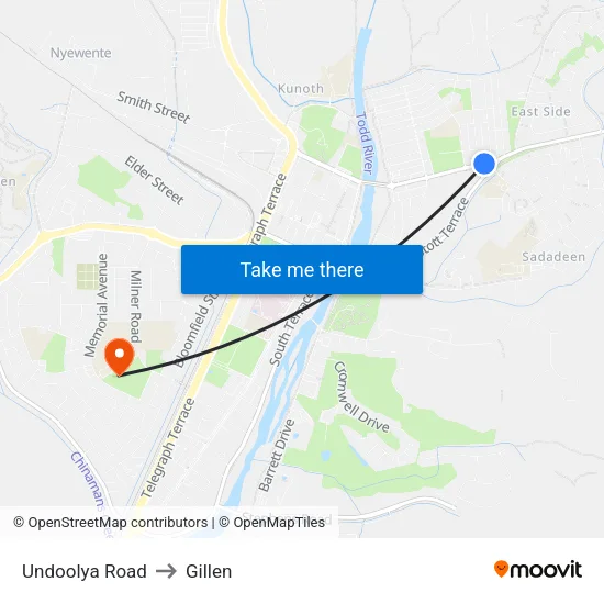 Undoolya Road to Gillen map