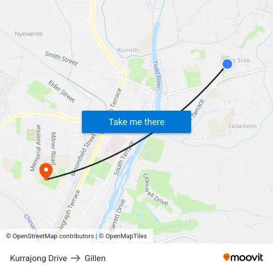 Kurrajong Drive to Gillen map