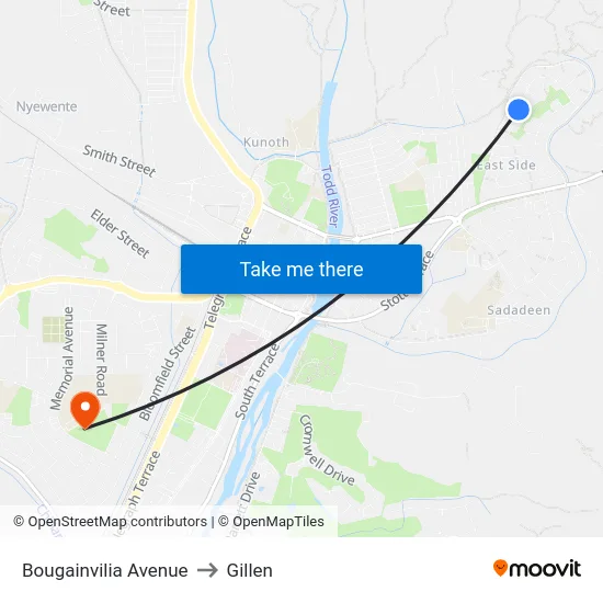 Bougainvilia Avenue to Gillen map