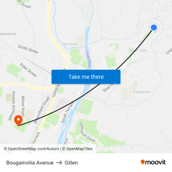 Bougainvilia Avenue to Gillen map