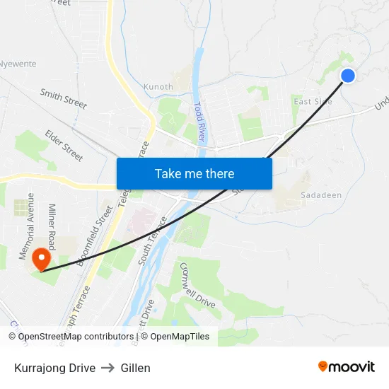 Kurrajong Drive to Gillen map