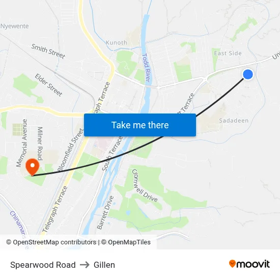 Spearwood Road to Gillen map