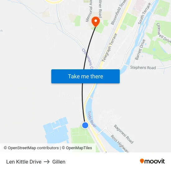 Len Kittle Drive to Gillen map