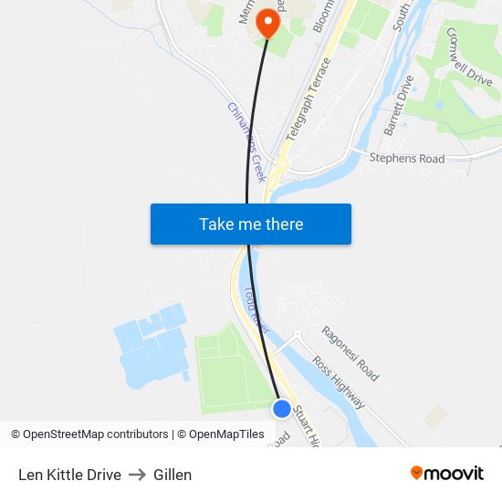 Len Kittle Drive to Gillen map