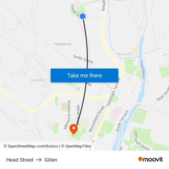 Head Street to Gillen map