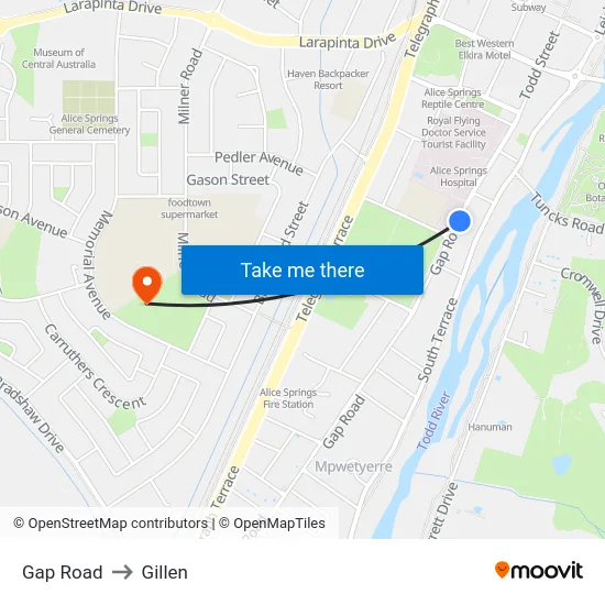 Gap Road to Gillen map