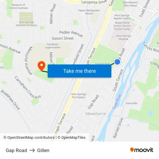 Gap Road to Gillen map