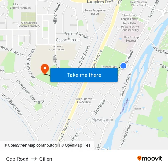 Gap Road to Gillen map