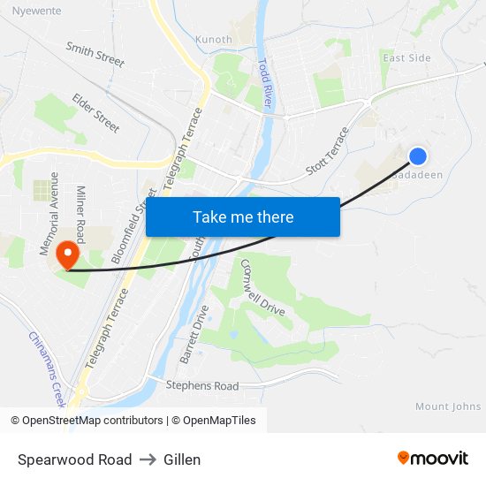 Spearwood Road to Gillen map