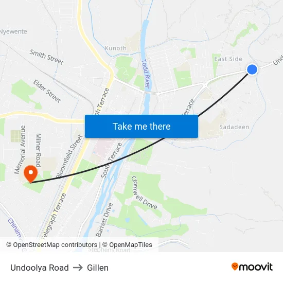 Undoolya Road to Gillen map