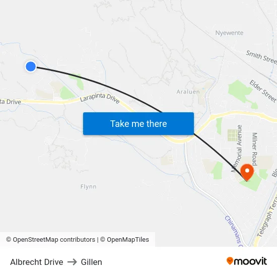 Albrecht Drive to Gillen map