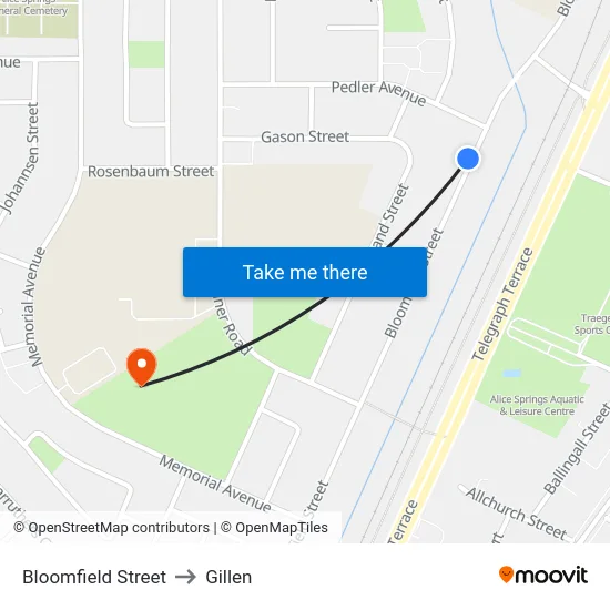Bloomfield Street to Gillen map