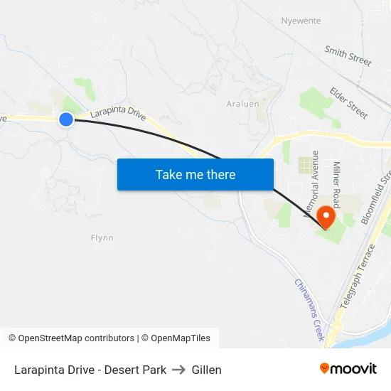 Larapinta Drive - Desert Park to Gillen map