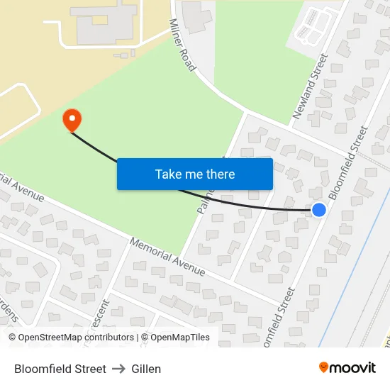 Bloomfield Street to Gillen map