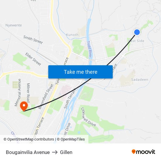 Bougainvilia Avenue to Gillen map