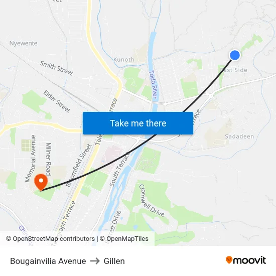 Bougainvilia Avenue to Gillen map
